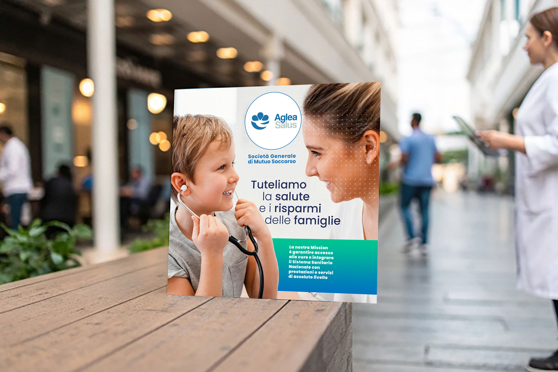 Brochure aziendale Aglea Salus applicata in contesto reale per comunicazione sanitaria